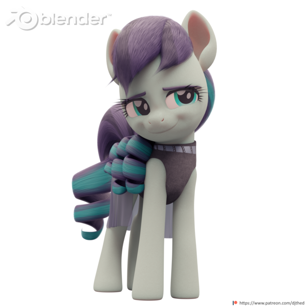 Size: 3072x3072 | Tagged: safe, artist:therealdjthed, derpibooru import, coloratura, earth pony, pony, 3d, 3d model, blender, cute, cycles, cycles render, female, mare, model:djthed, patreon, patreon logo, rara, rarabetes, simple background, smiling, solo, transparent background