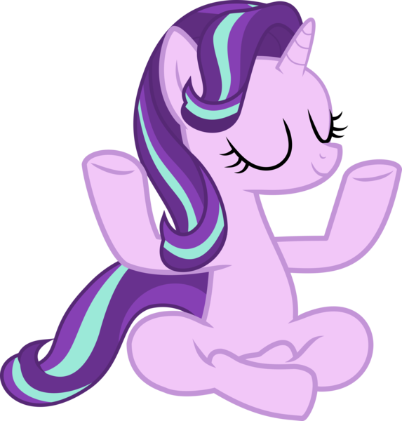 Size: 3000x3143 | Tagged: safe, artist:wissle, derpibooru import, starlight glimmer, pony, unicorn, a rockhoof and a hard place, eyes closed, female, high res, lotus position, mare, meditation, simple background, sitting, solo, transparent background, vector