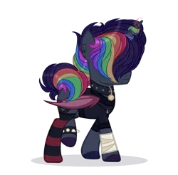 Size: 1024x1009 | Tagged: safe, artist:_spacemonkeyz_, derpibooru import, oc, oc:blaze, unofficial characters only, alicorn, bat pony, bat pony alicorn, pony, bat wings, clothes, horn, magic, male, simple background, socks, solo, stallion, striped socks, transparent background, wings