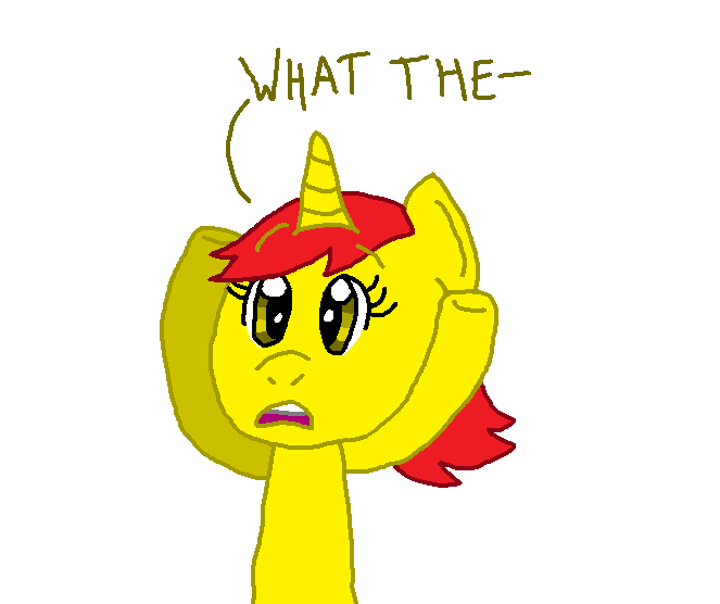 Size: 663x556 | Tagged: safe, artist:nightshadowmlp, derpibooru import, oc, oc:game point, unofficial characters only, pony, unicorn, ms paint, shocked, simple background, solo, text, white background