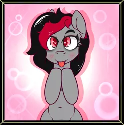 Size: 910x916 | Tagged: safe, artist:lazerblues, derpibooru import, oc, oc:miss eri, unofficial characters only, :p, blushing, cross-eyed, cute, looking at you, silly, solo, tongue out, wingding eyes