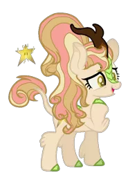 Size: 570x771 | Tagged: artist:k3elliebear, colored hooves, derpibooru import, female, hybrid, interspecies offspring, kirin, kirin hybrid, kirin pony hybrid, magical lesbian spawn, oc, oc:apple star, offspring, parent:applejack, parent:autumn blaze, parents:autumnjack, raised hoof, safe, simple background, solo, sounds of silence, transparent background, unofficial characters only