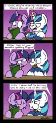 Size: 1070x2375 | Tagged: safe, artist:bobthedalek, derpibooru import, shining armor, twilight sparkle, pony, unicorn, book, brother and sister, comic, eating, female, glowing horn, hoof hold, horn, implied parents, magic, male, mare, offscreen character, reading, siblings, stallion, teasing, telekinesis, tongue out, unamused, we never had one single fight