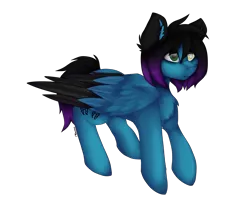 Size: 4000x3200 | Tagged: safe, artist:czywko, derpibooru import, oc, oc:despy, unofficial characters only, pegasus, pony, bags under eyes, blind eye, chest fluff, colored wings, digital art, ear fluff, female, flying, full body, gift art, heterochromia, high res, mare, simple background, solo, transparent background, two toned wings, wings