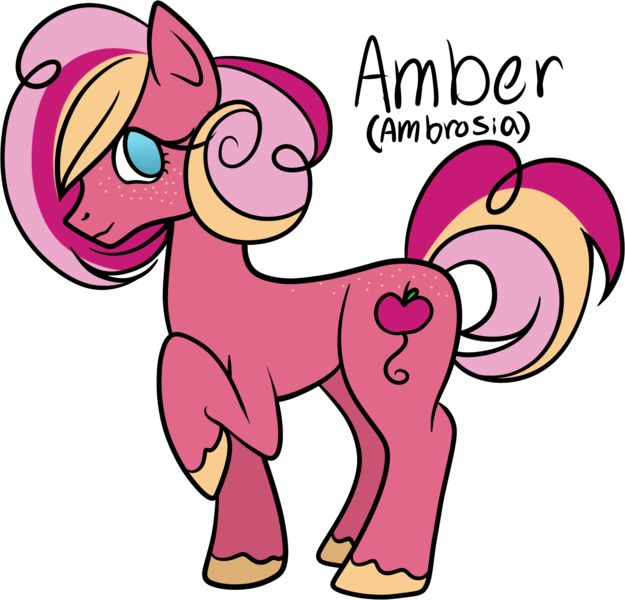 Size: 2053x1972 | Tagged: safe, artist:zozorarara, derpibooru import, oc, oc:ambrosia, earth pony, pony, body freckles, female, freckles, mare, no pupils, offspring, parent:big macintosh, parent:pinkie pie, parents:pinkiemac, raised hoof, simple background, solo, transparent background, unshorn fetlocks