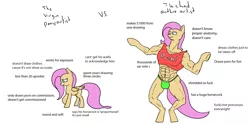 Size: 2000x1000 | Tagged: suggestive, artist:slamjam, derpibooru import, fluttershy, anthro, pegasus, pony, anthro with ponies, chad, crotch bulge, female, futa, futa fluttershy, intersex, mare, meme, text, virgin, virgin walk, vulgar