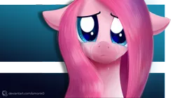 Size: 1920x1080 | Tagged: safe, artist:simonk0, derpibooru import, pinkie pie, earth pony, pony, abstract background, bust, crying, higurashi no naku koro ni, looking at you, pinkamena diane pie, portrait, sad, solo