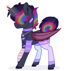 Size: 726x726 | Tagged: safe, artist:_spacemonkeyz_, derpibooru import, oc, oc:blaze, alicorn, bat pony, bat pony alicorn, pony, bandage, bandaid, bat wings, clothes, horn, magic, male, simple background, socks, solo, stallion, transparent background, wings