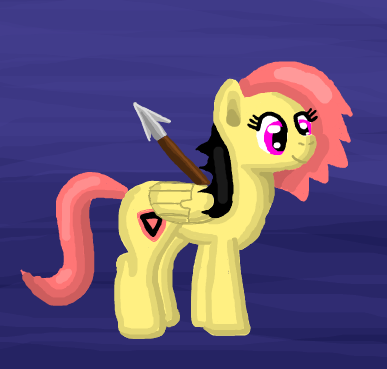 Size: 387x369 | Tagged: safe, artist:platinumdrop, derpibooru import, oc, oc:rose black, unofficial characters only, pegasus, pony, female, mare, solo, spear, weapon