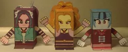 Size: 2311x953 | Tagged: safe, artist:grapefruitface1, derpibooru import, adagio dazzle, aria blaze, sonata dusk, equestria girls, rainbow rocks, arts and crafts, craft, irl, papercraft, photo, the dazzlings, toy a day