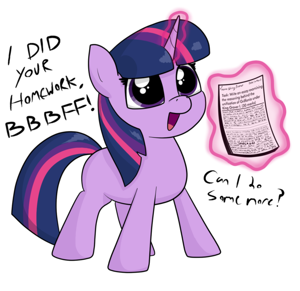 Size: 1159x1123 | Tagged: safe, artist:moonatik, derpibooru import, twilight sparkle, pony, unicorn, adorkable, bbbff, blank flank, cute, dork, female, filly, filly twilight sparkle, foal, happy, homework, implied shining armor, nerd, paper, simple background, solo, staples, transparent background, traps are gay, unicorn twilight, when you see it, younger