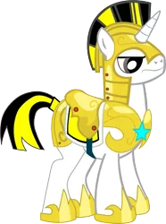 Size: 513x690 | Tagged: safe, artist:a01421, derpibooru import, oc, unofficial characters only, pony, unicorn, armor, frown, helmet, hoof shoes, male, marshall, royal guard, royal guard armor, saddle, simple background, solo, stallion, tack, transparent background, unicorn royal guard, vector