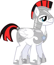 Size: 614x747 | Tagged: safe, artist:a01421, derpibooru import, oc, pegasus, pony, armor, helmet, hoof shoes, male, pegasus royal guard, red and black mane, royal guard, royal guard armor, simple background, solo, stallion, transparent background, vector, wing commander