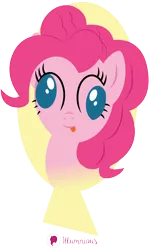 Size: 5162x8422 | Tagged: safe, artist:illumnious, derpibooru import, pinkie pie, earth pony, pony, absurd resolution, adobe illustrator, balloon, bust, cutie mark background, derp, female, lineless, mare, minimalist, modern art, ponk, portrait, simple background, solo, tongue out, transparent background