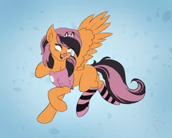 Size: 1024x818 | Tagged: safe, artist:falling-stars-1, derpibooru import, oc, pegasus, pony, clothes, female, mare, shirt, socks, solo, striped socks