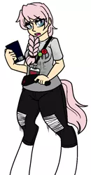 Size: 532x1021 | Tagged: artist:/d/non, braid, clothes, derpibooru import, hot topic, jeans, oc, oc:tonsils, offspring, pants, parent:nurse redheart, ripped jeans, safe, satyr, scanner, unofficial characters only, working