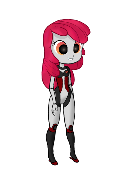 Size: 1000x1500 | Tagged: safe, artist:yognaughtsteve, derpibooru import, apple bloom, cyborg, fanfic:ranger, equestria girls, fanfic art, simple background, solo, transparent background, wanderer d