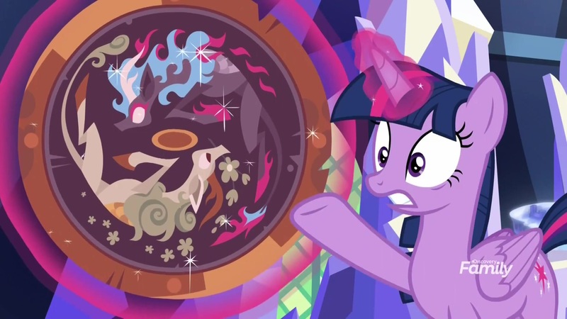 Size: 1920x1080 | Tagged: safe, derpibooru import, screencap, twilight sparkle, twilight sparkle (alicorn), alicorn, kirin, nirik, pony, sounds of silence, female, magic, magic aura, mare, meme origin, shield, telekinesis, yin-yang