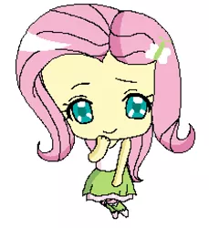 Size: 444x485 | Tagged: safe, artist:lovely-bases, artist:mlppony123, derpibooru import, fluttershy, equestria girls, base used, boots, chibi, clothes, cute, frilly skirt, hairclip, ms paint, shoes, simple background, skirt, sleeveless, socks, solo, white background