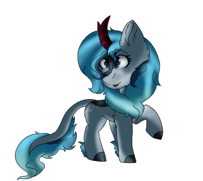Size: 2045x1822 | Tagged: safe, artist:brokensilence, derpibooru import, oc, oc:frost flare, kirin, female, kirin oc, one hoof raised, simple background, solo, tongue out, transparent background