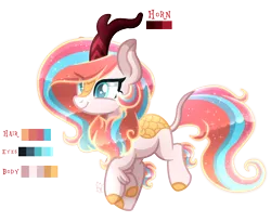 Size: 1760x1445 | Tagged: artist:sugaryicecreammlp, derpibooru import, ethereal mane, female, hybrid, kirin, oc, offspring, parent:oc:summer star, parent:princess celestia, parents:canon x oc, reference sheet, safe, simple background, solo, starry mane, transparent background