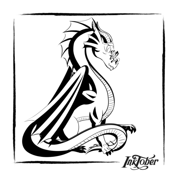 Size: 1440x1440 | Tagged: artist:spirittis, black and white, derpibooru import, dragon, dragonshy, duo, fluttershy, grayscale, hug, ink drawing, inktober, inktober 2017, monochrome, safe, simple background, traditional art, white background