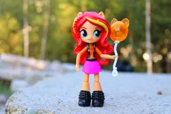 Size: 6000x4000 | Tagged: safe, artist:artofmagicpoland, derpibooru import, sunset shimmer, equestria girls, equestria girls series, rollercoaster of friendship, balloon, doll, equestria girls minis, eqventures of the minis, forest, reboot, solo, theme park, toy, tree