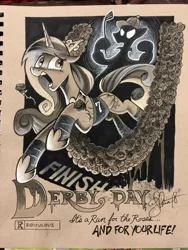 Size: 1536x2048 | Tagged: alicorn, artist:andypriceart, crown, derpibooru import, female, horror movie, jewelry, movie poster, princess cadance, regalia, safe, solo, traditional art