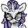 Size: 100x100 | Tagged: safe, artist:bonniethefox, derpibooru import, oc, oc:arctic panorama, unofficial characters only, pony, unicorn, animated, blinking, bouncing, deformed horn, ear twitch, female, gif, glasses, hair bun, horn, icon, looking at you, loop, mare, not rarity, offspring, open mouth, parent:prince blueblood, parent:rarity, parents:rariblood, pixel art, simple background, smiling, solo, transparent background