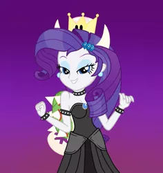 Size: 868x921 | Tagged: safe, artist:tabrony23, derpibooru import, rarity, equestria girls, bare shoulders, bowsette, sleeveless, solo, strapless, super crown