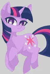 Size: 726x1072 | Tagged: safe, artist:manachaaaaaaaa, artist:up, derpibooru import, twilight sparkle, pony, unicorn, cute, female, gray background, mare, simple background, smiling, solo, unicorn twilight