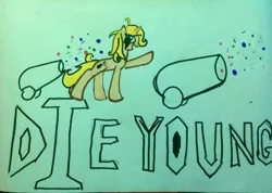 Size: 939x667 | Tagged: artist:faninatrainer, derpibooru import, die young, kesha, ponified celebrity, safe, solo, song reference, traditional art