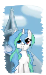 Size: 461x747 | Tagged: safe, artist:stashine-nightfire, derpibooru import, oc, oc:flora prima, unofficial characters only, pony, unicorn, eiffel tower, female, french, frenchy-ponies, mare, simple background, smiling, solo, transparent background