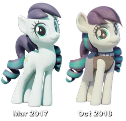 Size: 2336x2248 | Tagged: safe, artist:therealdjthed, derpibooru import, coloratura, earth pony, pony, 3d, 3d model, before and after, blender, clothes, comparison, cute, female, looking at you, mare, model:djthed, rara, rarabetes, simple background, smiling, solo, text, transparent background