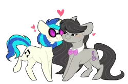 Size: 1299x855 | Tagged: safe, artist:vovanpetuh, derpibooru import, octavia melody, vinyl scratch, pony, art trade, blushing, chibi, cutie mark, eyes closed, female, floppy ears, heart, lesbian, mare, nuzzling, scratchtavia, shipping, simple background, smiling, transparent background