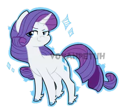 Size: 838x742 | Tagged: safe, artist:vovanpetuh, derpibooru import, rarity, pony, unicorn, cutie mark, eye clipping through hair, female, mare, obtrusive watermark, raised eyebrow, simple background, smiling, solo, transparent background, watermark