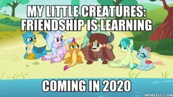 Size: 600x337 | Tagged: safe, derpibooru import, edit, edited screencap, screencap, gallus, ocellus, sandbar, silverstream, smolder, yona, changedling, changeling, classical hippogriff, dragon, earth pony, gryphon, hippogriff, pony, yak, school daze, bow, caption, cloven hooves, colored hooves, dragoness, female, good end, hair bow, image macro, jewelry, male, meme, monkey swings, necklace, spin off, student six, teenager, text, what if
