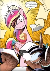 Size: 1034x1470 | Tagged: safe, artist:andypriceart, derpibooru import, edit, editor:symphonic sync, idw, princess cadance, shining armor, neigh anything, spoiler:comic11, cadance was a vision, comics, female, male, meme, needs more jpeg, princess creepance, princess yandance, shiningcadance, shipping, straight, teen princess cadance, yandere, younger