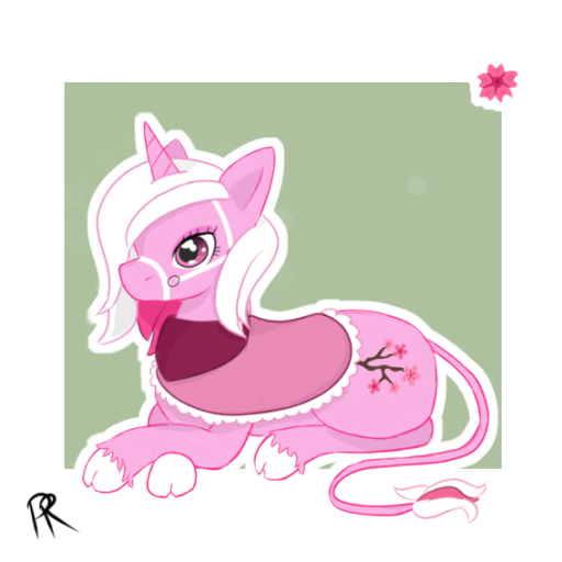 Size: 512x512 | Tagged: safe, artist:pitifulrocks, derpibooru import, oc, pony, unicorn, bridle, cherry blossoms, commission, cute, digital, flower, flower blossom, full body, pink, tack