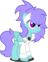 Size: 1280x1649 | Tagged: safe, artist:fletcherthehuntress, derpibooru import, oc, oc:winter smile, pegasus, pony, clothes, female, lab coat, mare, simple background, solo, transparent background