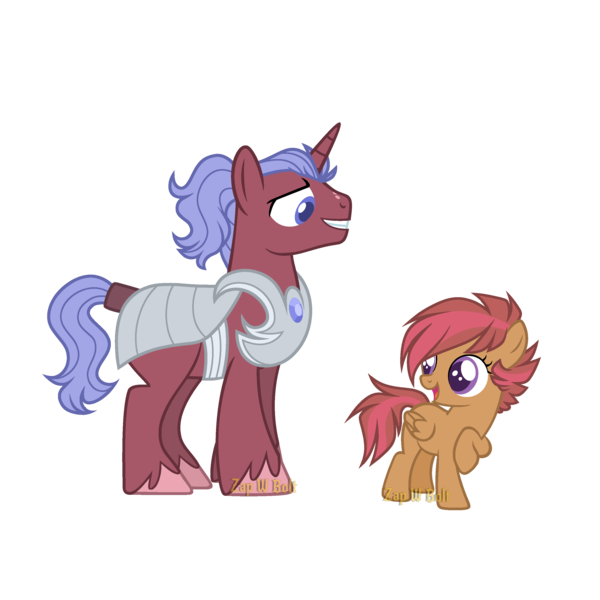 Size: 3000x3000 | Tagged: safe, artist:zapwboltbases, derpibooru import, oc, unofficial characters only, pegasus, pony, unicorn, armor, base used, female, filly, male, offspring, parent:big macintosh, parent:button mash, parent:princess luna, parent:scootaloo, parents:lunamac, parents:scootamash, simple background, stallion, transparent background, unshorn fetlocks, watermark