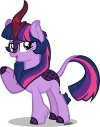 Size: 5000x6366 | Tagged: safe, artist:orin331, derpibooru import, twilight sparkle, kirin, sounds of silence, absurd resolution, cloven hooves, female, kirinified, leonine tail, open mouth, raised hoof, shadow, simple background, solo, species swap, transparent background