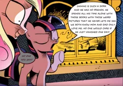 Size: 1098x768 | Tagged: artist:andypriceart, comics, derpibooru import, edit, editor:symphonic sync, female, filly, filly twilight sparkle, idw, imminent kidnapping, neigh anything, princess cadance, princess creepance, safe, spoiler:comic12, twibitch sparkle, twilight sparkle, younger