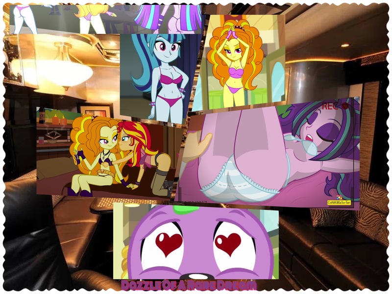 Size: 2048x1536 | Tagged: questionable, semi-grimdark, artist:conikiblasu-fan, artist:skycatcherequestria, derpibooru import, edit, edited screencap, editor:ah96, screencap, adagio dazzle, aria blaze, princess celestia, princess luna, sonata dusk, spike, sunset shimmer, dog, fanfic, equestria girls, rainbow rocks, a-domme-gio, adhesive bra, and then sex happened, armpits, ass, ass up, bed, bedroom, bedroom eyes, belly button, blue underwear, blushing, boots, bra, bracelet, breast edit, breasts, busty aria blaze, butt, camera, camera shot, candle, cleavage, clothes, cropped, cuffs, fanfic art, fanfic cover, female, femdom, femsub, frilly underwear, hand cuffs, happy, i wanna be your pony, imminent sex, lesbian, love, molestation, panties, personal space invasion, plant, ponytail, principal celestia, purple underwear, record, recording, sex, sex toy, sexy, shipping, shoes, show accurate, sideass, sideboob, sleep molestation, sleeping, socks, solo, solo female, spike the dog, spiked wristband, stockings, striped underwear, stupid sexy adagio dazzle, submissive, subset, sunsagio, the dazzlings, thigh highs, thighs, thong, underboob, underwear, underwear edit, vice principal luna, wristband