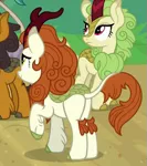 Size: 371x417 | Tagged: autumn blaze, butt, cloven hooves, cropped, derpibooru import, female, kirin, plot, raised hoof, safe, screencap, solo focus, sounds of silence, spring glow