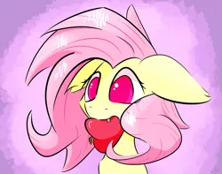 Size: 2895x2287 | Tagged: safe, artist:creepypastapon3, derpibooru import, fluttershy, bat pony, pony, apple, bat ponified, biting, bust, fangs, female, floppy ears, flutterbat, food, mare, mouth hold, no pupils, portrait, race swap, solo