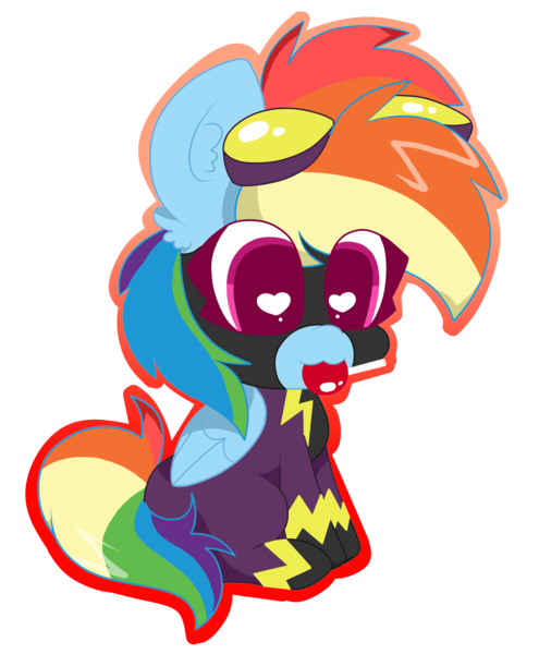 Size: 3208x3888 | Tagged: safe, artist:kittyrosie, derpibooru import, rainbow dash, pegasus, pony, candy, clothes, costume, cute, dashabetes, female, food, goggles, heart eyes, lollipop, mouth hold, nightmare night, nightmare night costume, outline, shadowbolt dash, shadowbolts, shadowbolts costume, simple background, solo, transparent background, wingding eyes