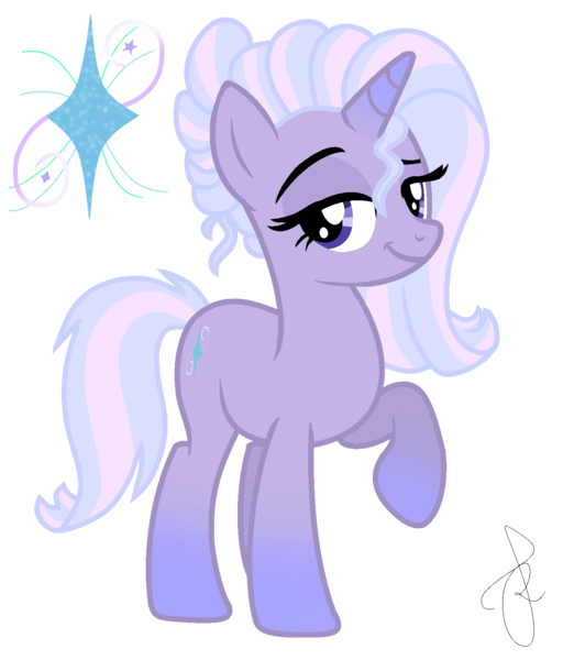 Size: 1326x1524 | Tagged: safe, artist:ilaria122, derpibooru import, oc, oc:shiny, pony, unicorn, female, magical lesbian spawn, next generation, offspring, parent:starlight glimmer, parent:trixie, parents:startrix, simple background, smiling, transparent background