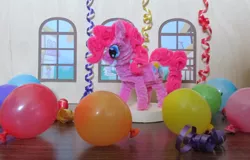 Size: 3664x2344 | Tagged: artist:malte279, balloon, chenille wire, craft, derpibooru import, pinkie pie, pipe cleaners, pipe cleaner sculpture, safe, streamers