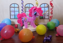 Size: 3762x2597 | Tagged: artist:malte279, balloon, chenille wire, craft, derpibooru import, pinkie pie, pipe cleaners, pipe cleaner sculpture, safe, streamers